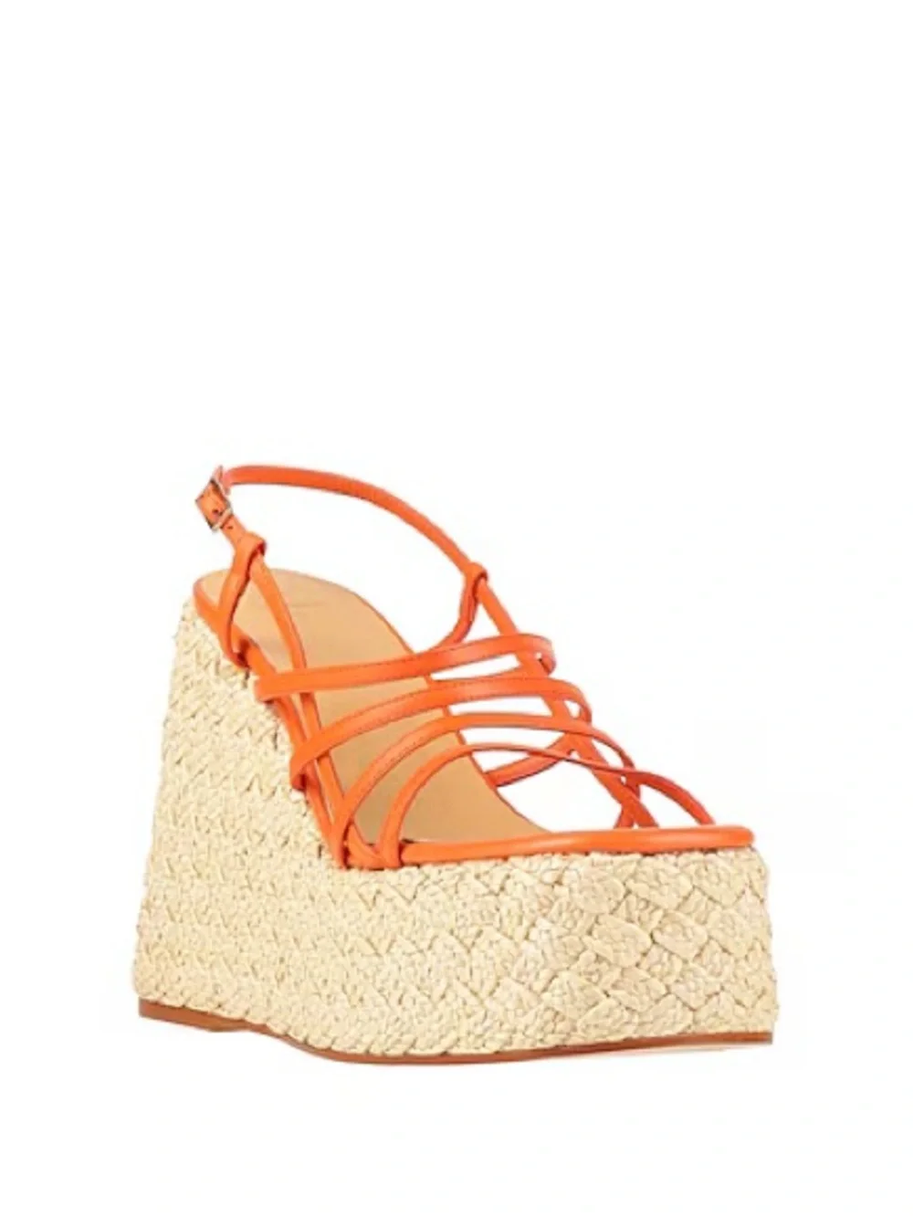 Castaner Orange Strappy Espadrille Wedge Sandals